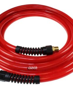 PFE41004TR Flexeel Hose, 1/4" x 100', 1/4" MPT Reusable Strain Relief Fittings, Transparent Red