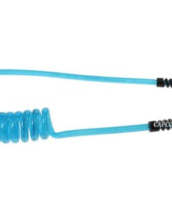 PUE14-25B-T Flexeel Coil, 1/4" x 25', 1/4" NPT Swivel Strain Relief Fittings, Transparent Blue